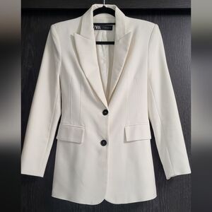 Zara Women's White, Off-White, Cream Tailored Blazer